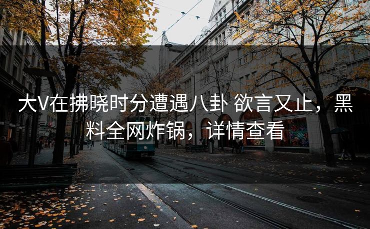 大V在拂晓时分遭遇八卦 欲言又止，黑料全网炸锅，详情查看